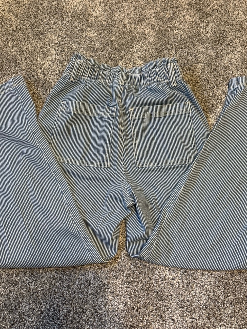 Striped Blue Casual Elastic-Waist Women’s Pants
